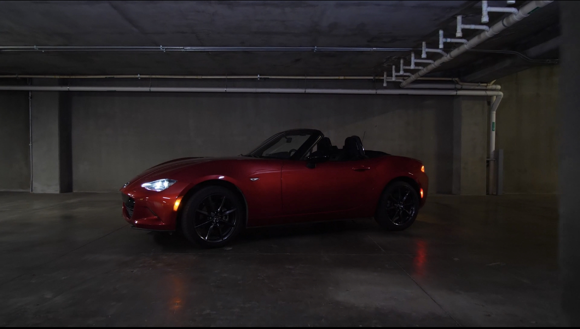 This is filming a Mazda in an extreme situation. It was only an hour, it was raining outside. Filmed in a parking lot